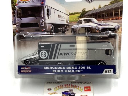 Hot wheels car culture team transport #21 Mercedes Benz 300 SL euro hauler 278F on Sale