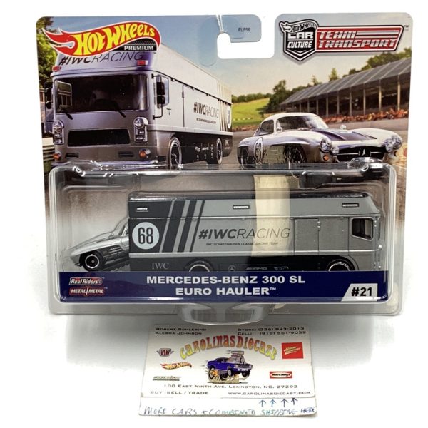 Hot wheels car culture team transport #21 Mercedes Benz 300 SL euro hauler 278F on Sale