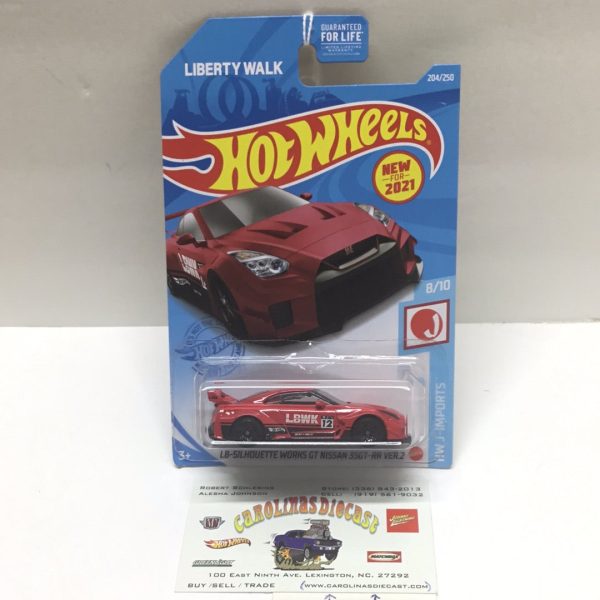 2021 hot wheels Q case #204 LB-Silhouette Works GT Nissan 35GT RR Ver 2 red liberty walk creased j hook 83F Hot on Sale