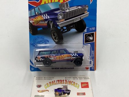 2021 Hot Wheels Super Treasure Hunt ‘64 Nova Wagon Gasser Blue W protector Discount