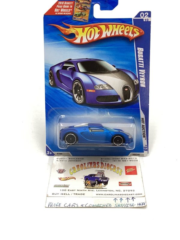 2010 Hot Wheels #160 Bugatti Veyron satin blue W Protector Cheap