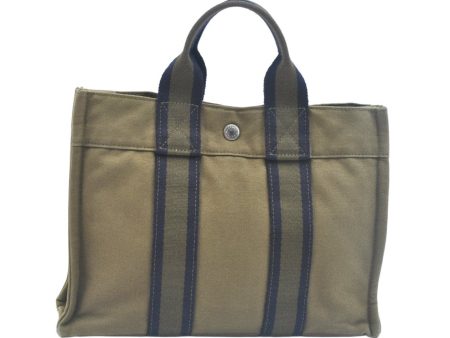 Authentic HERMES Fourre Tout PM Hand Tote Bag Canvas Khaki Green K9931 Online