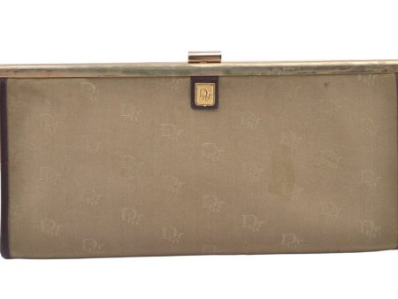 Authentic Christian Dior Clutch Hand Bag Purse Nylon Leather Beige CD 0995K Supply