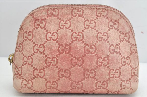 Authentic GUCCI Vintage Guccissima GG Leather Pouch Purse 141810 Pink 1277K Online Sale