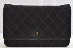 Authentic CHANEL Satin Matelasse Leather Chain Shoulder Bag Purse Black CC 1184K Sale