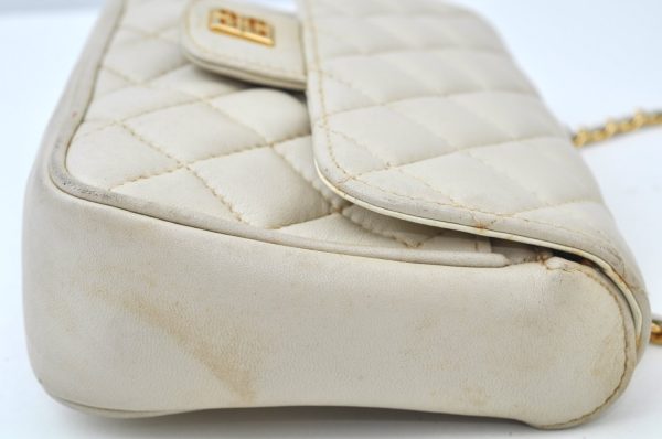 Authentic GIVENCHY Leather Shoulder Cross Body Bag Purse White K9909 For Cheap