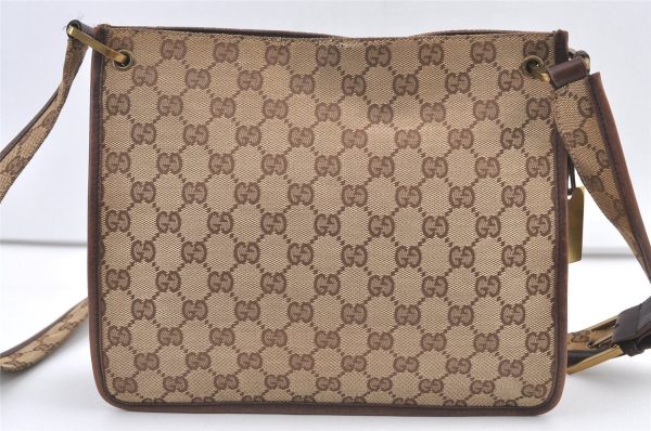 Authentic GUCCI Shoulder Cross Body Bag GG Canvas Leather 91762 Brown 1274K Online Sale