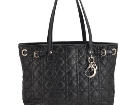 Authentic Christian Dior Panarea Cannage Tote Bag PVC Leather Black 1319K Hot on Sale