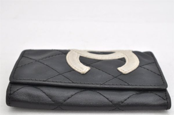 Auth CHANEL Cambon Line Quilted CC Logo Calf Skin 6 Hooks Key Case Black 1157K Fashion