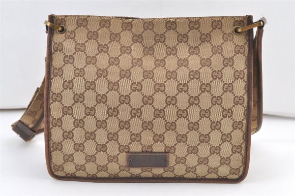 Authentic GUCCI Shoulder Cross Body Bag GG Canvas Leather 91762 Brown 1274K Online Sale