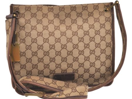 Authentic GUCCI Shoulder Cross Body Bag GG Canvas Leather 91762 Brown 1274K Online Sale