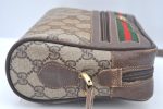 Authentic GUCCI Web Sherry Line Shoulder Cross Bag GG PVC Leather Brown K9913 Supply