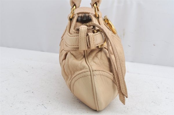 Authentic Salvatore Ferragamo Gancini Leather Shoulder Hand Bag Beige 1490K Online Sale