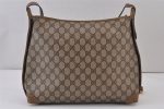 Authentic GUCCI Shoulder Cross Body Bag Purse GG PVC Leather Brown Junk 1388K Online now