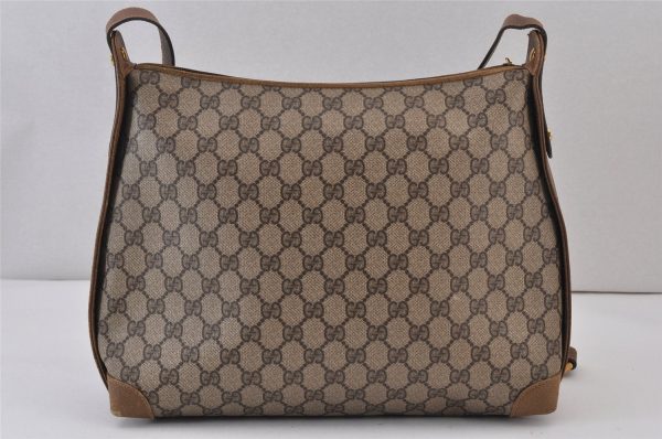 Authentic GUCCI Shoulder Cross Body Bag Purse GG PVC Leather Brown Junk 1388K Online now