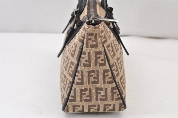 Authentic FENDI Zucchino Shoulder Hand Bag Purse Canvas Leather Brown 1449K Sale