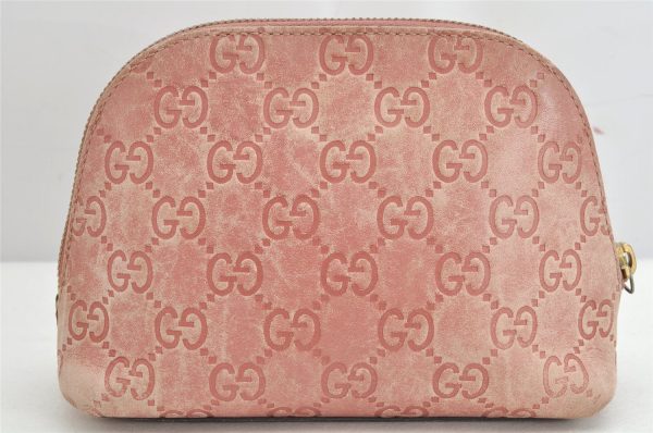 Authentic GUCCI Vintage Guccissima GG Leather Pouch Purse 141810 Pink 1277K Online Sale