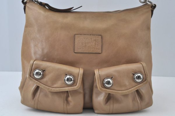 Authentic COACH 2Way Shoulder Bag Leather Beige K9899 For Cheap