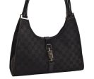 Authentic GUCCI Jackie Shoulder Hand Bag GG Canvas Leather 0021067 Black 1003K For Cheap