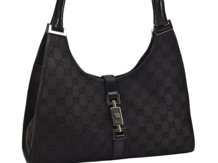 Authentic GUCCI Jackie Shoulder Hand Bag GG Canvas Leather 0021067 Black 1003K For Cheap