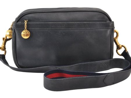 Authentic GUCCI Sherry Line Shoulder Crossbody Bag Purse Leather Navy Blue 1432K Sale