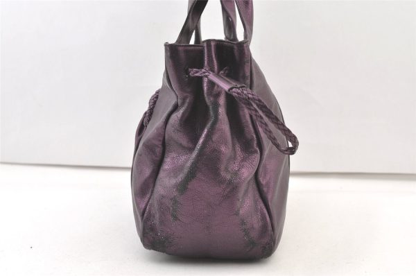 Authentic Salvatore Ferragamo Gancini Leather Shoulder Tote Bag Purple 1321K Cheap