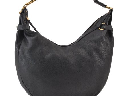 Authentic Salvatore Ferragamo Gancini Leather Shoulder Tote Bag Black 1303K Online Hot Sale