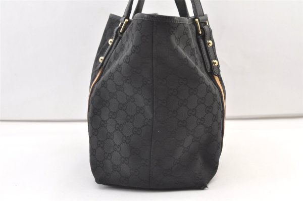 Authentic GUCCI Sherry Line Tote Bag GG Canvas Leather 139260 Black 1260K For Discount