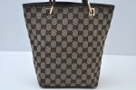 Authentic GUCCI Vintage Shoulder Tote Bag GG Canvas Leather Black K9917 Supply