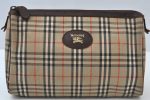 Authentic Burberrys Vintage Nova Check Clutch Bag Canvas Beige L0087 Discount