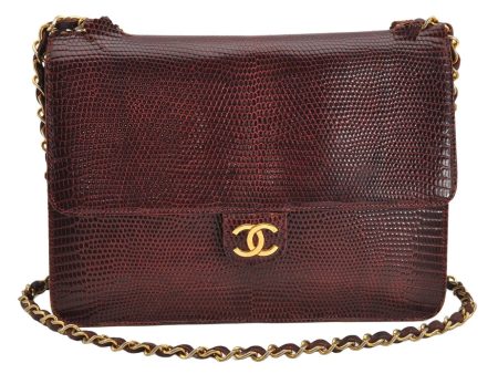 Authentic CHANEL Vintage Leather CoCo Mark Shoulder Bag Purse Bordeaux Red 1405K For Sale