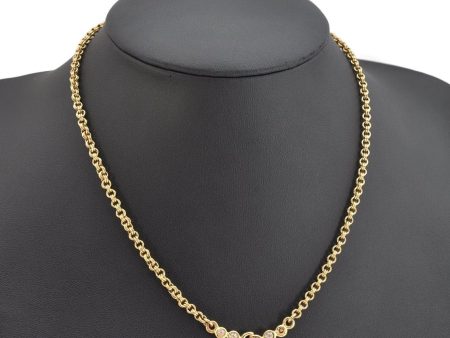 Authentic Christian Dior Gold Tone Chain Rhinestone Pendant Necklace CD 1279K For Discount