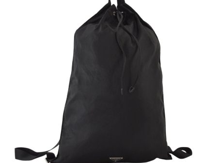 Authentic PRADA Vintage Nylon Leather Drawstring Backpack Black 1413K For Sale