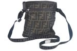 Authentic FENDI Zucca Shoulder Cross Body Bag Nylon Leather Brown Junk 1398J on Sale