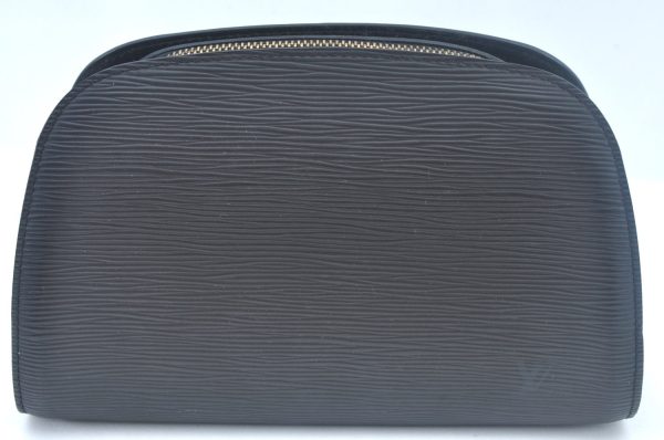 Authentic Louis Vuitton Epi Dauphine MM Pouch Clutch Bag Black M48452 LV K9870 on Sale