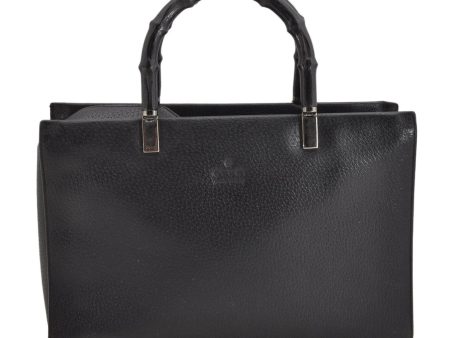 Authentic GUCCI Bamboo 2Way Shoulder Hand Bag Leather 0021035 Black 1227K For Discount