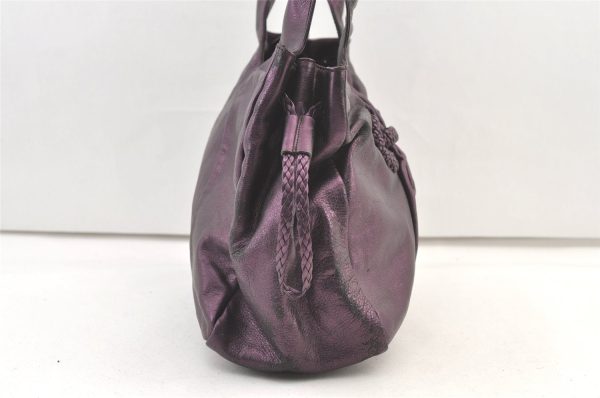 Authentic Salvatore Ferragamo Gancini Leather Shoulder Tote Bag Purple 1321K Cheap