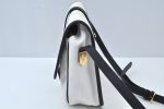 Auth YVES SAINT LAURENT Shoulder Cross Body Bag PVC Leather White Navy K9884 Hot on Sale