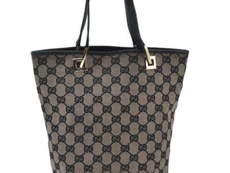 Authentic GUCCI Vintage Shoulder Tote Bag GG Canvas Leather Black K9917 Supply