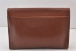 Authentic GUCCI Vintage Clutch Shoulder Bag Purse Leather Brown Junk 1272K Discount