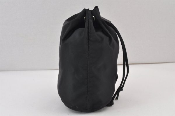 Authentic PRADA Nylon Leather Drawstring Pouch Purse Black 0994K Discount