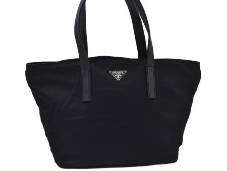 Authentic PRADA Vintage Nylon Leather Tote Hand Bag Purse Black 1437J Online