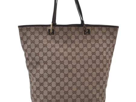 Authentic GUCCI Vintage Shoulder Tote Bag GG Canvas Leather Brown K9919 Fashion