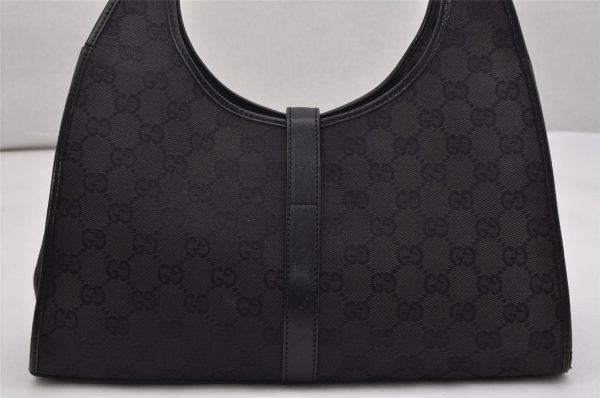 Authentic GUCCI Jackie Shoulder Hand Bag GG Canvas Leather 0021067 Black 1003K For Cheap