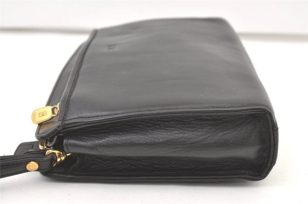 Authentic BALENCIAGA Vintage Clutch Hand Bag Purse Leather Black 1404K For Discount