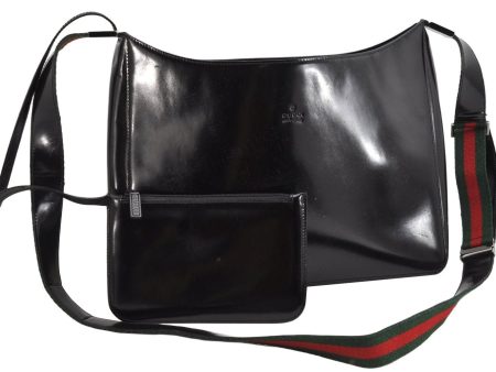 Authentic GUCCI Web Sherry Line Shoulder Cross Bag Purse Leather Black 1267K Online now