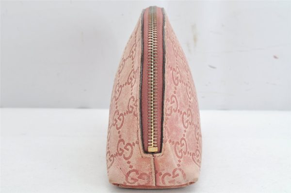 Authentic GUCCI Vintage Guccissima GG Leather Pouch Purse 141810 Pink 1277K Online Sale