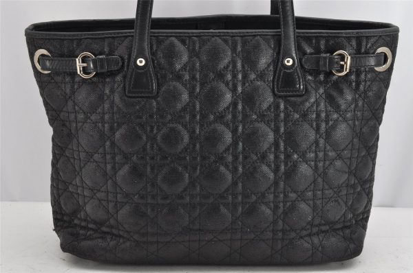 Authentic Christian Dior Panarea Cannage Tote Bag PVC Leather Black 1319K Hot on Sale