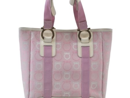 Authentic Salvatore Ferragamo Gancini Canvas Shoulder Tote Bag Pink K9904 Online Sale