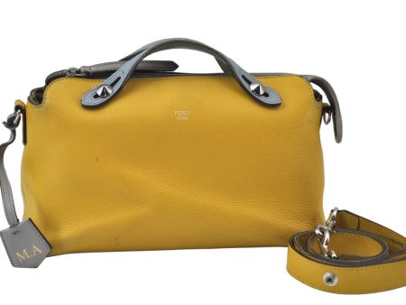 Authentic FENDI By The Way Large 3Way Shoulder Clutch Bag Leather Yellow K9908 For Discount